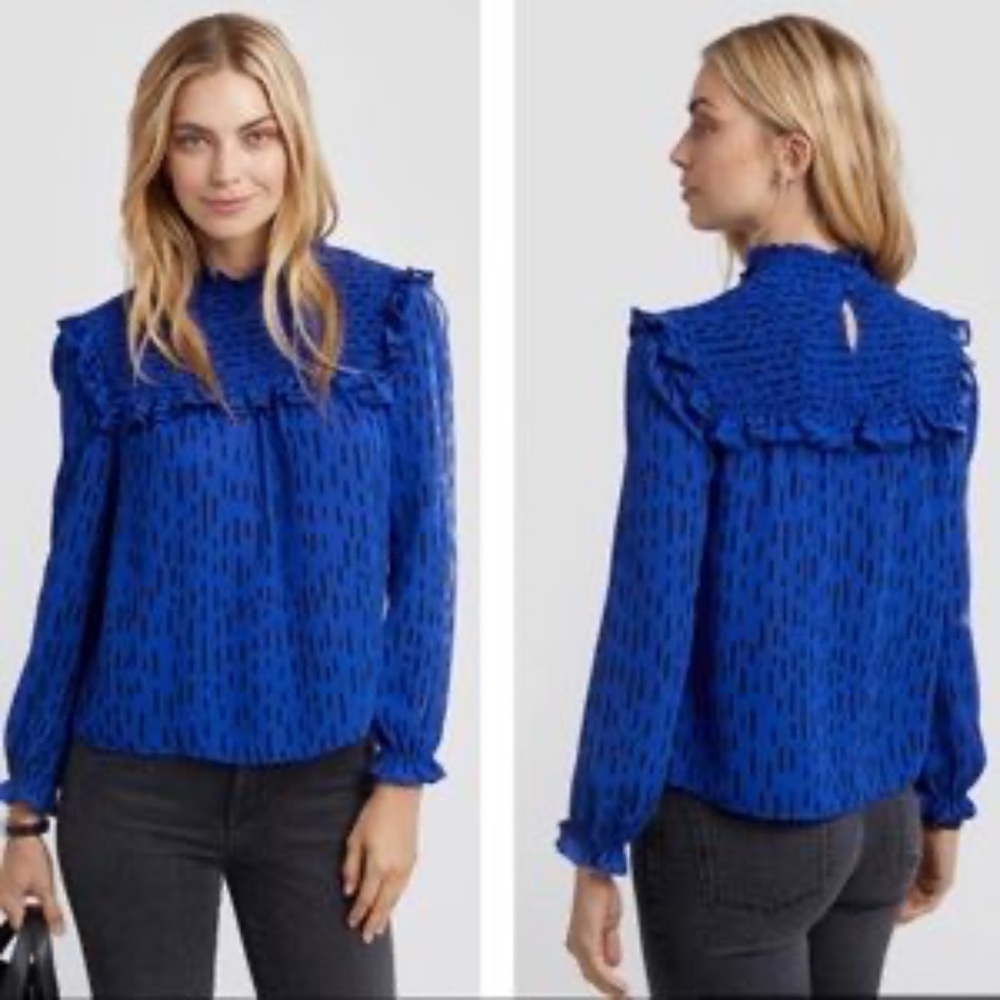 Rebecca Minkoff Sharon Ruffle Smocked Yoke Top XS